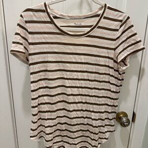 Madewell Fitted Cream and White Short Sleeve Tee
